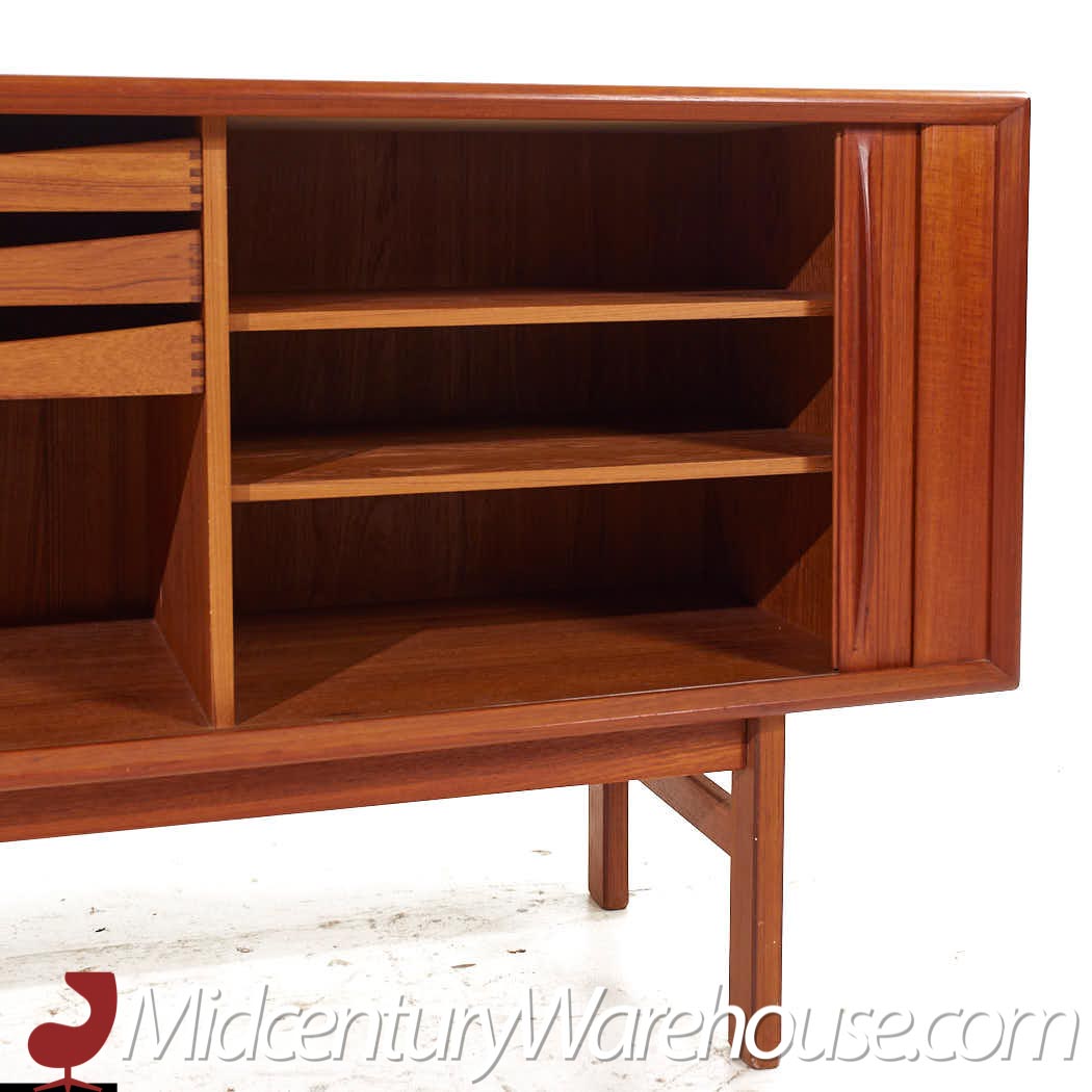 bernhardt pedersen style danish teak tambour door credenza and hutch