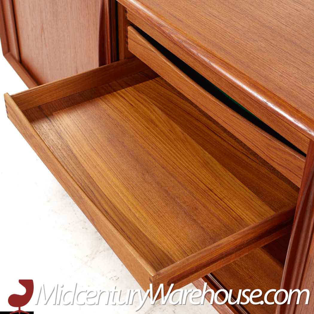bernhardt pedersen style danish teak tambour door credenza and hutch