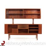 bernhardt pedersen style danish teak tambour door credenza and hutch