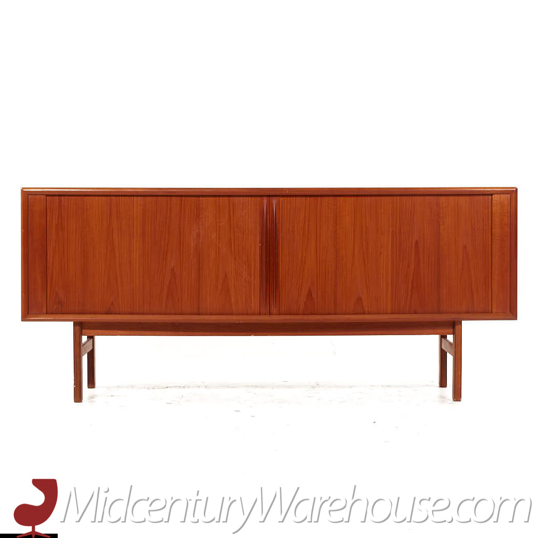 bernhardt pedersen style danish teak tambour door credenza and hutch