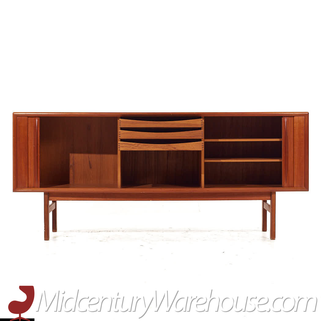 bernhardt pedersen style danish teak tambour door credenza and hutch
