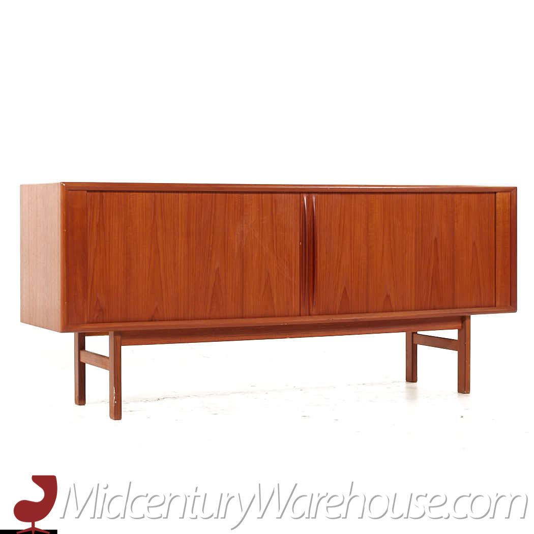 bernhardt pedersen style danish teak tambour door credenza and hutch