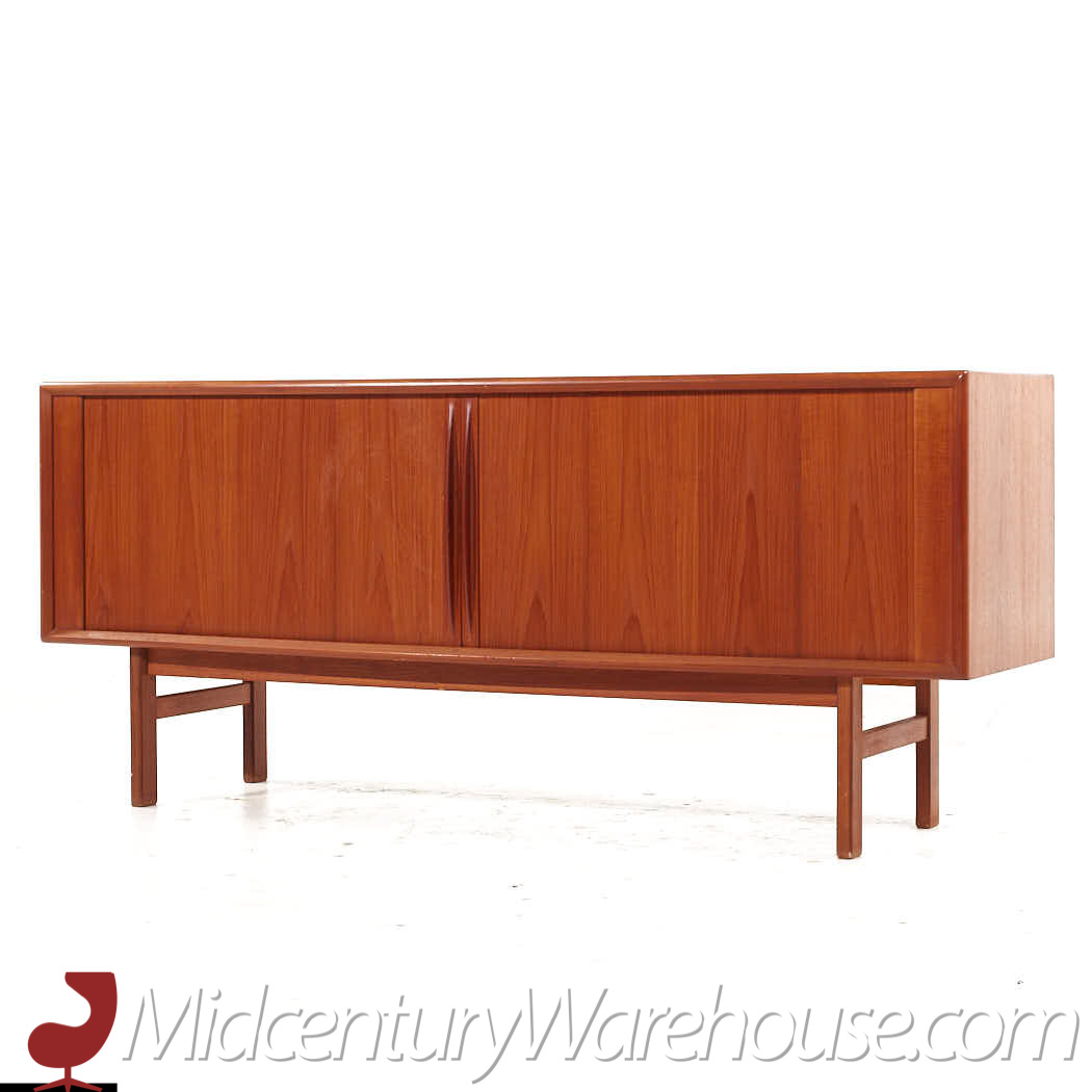 bernhardt pedersen style danish teak tambour door credenza and hutch
