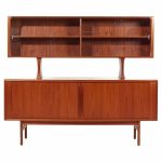 bernhardt pedersen style danish teak tambour door credenza and hutch