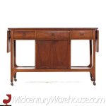 Broyhill Brasilia Mid Century Walnut Bird Tile Bar Cart