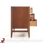 Broyhill Brasilia Mid Century Walnut and Brass China Cabinet Credenza and Hutch