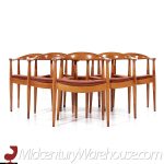 hans wegner style empire state chair company mid century walnut dining chairs - set of 6