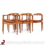 hans wegner style empire state chair company mid century walnut dining chairs - set of 6