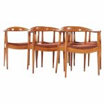 hans wegner style empire state chair company mid century walnut dining chairs - set of 6