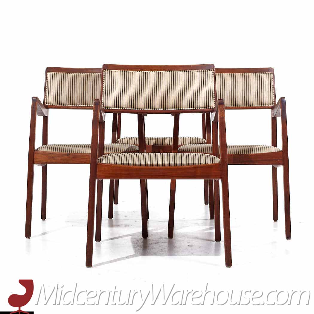 Jens Risom Mid Century Walnut Playboy Dining Chairs - Set of 4