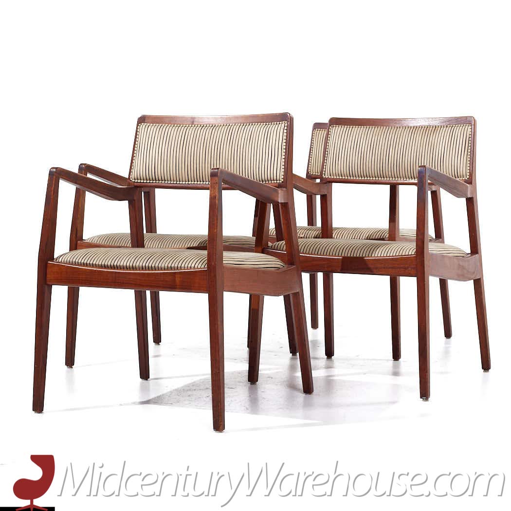 Jens Risom Mid Century Walnut Playboy Dining Chairs - Set of 4