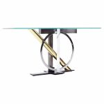 Kaizo Oto for Design Institute of America Postmodern Steel and Brass Console Table
