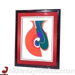 Kazumi Amano Mid Century Red and Blue Abstract Signed Print 11/30 1968