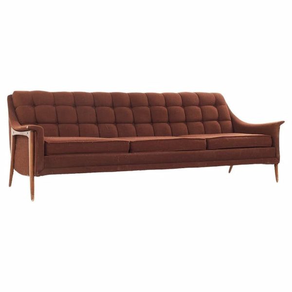 kroehler avant mid century walnut sofa
