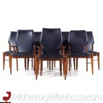 Lane First Edition Mid Century Walnut Dining Chairs - Set of 8