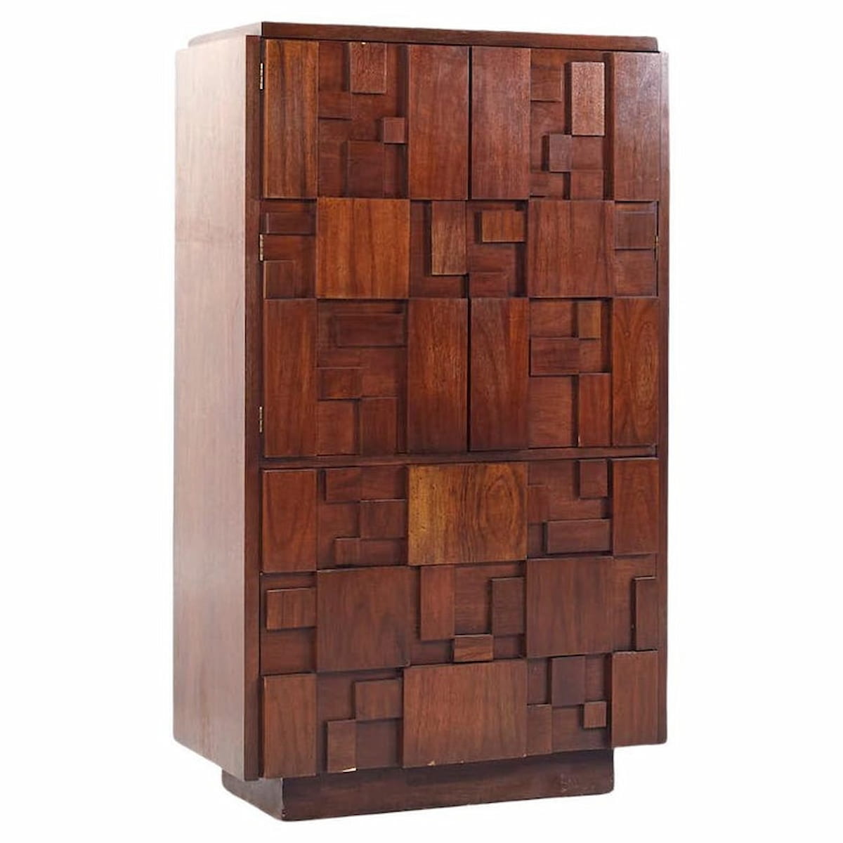 Lane Staccato Mid Century Walnut Brutalist Highboy Dresser