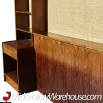 Mid Century Danish Rosewood and Grasscloth King Headboard with Nightstands