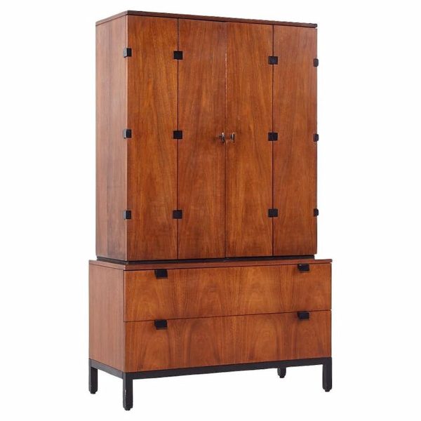 milo baughman for directional mid century walnut armoire wardrobe