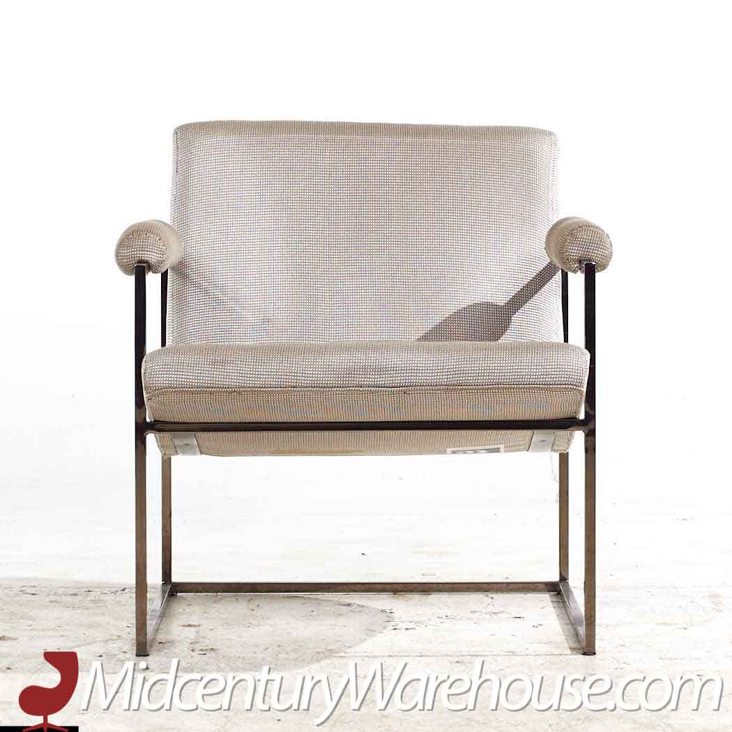 Milo Baughman for Thayer Coggin Mid Century Chrome Scoop Lounge Chairs - Pair