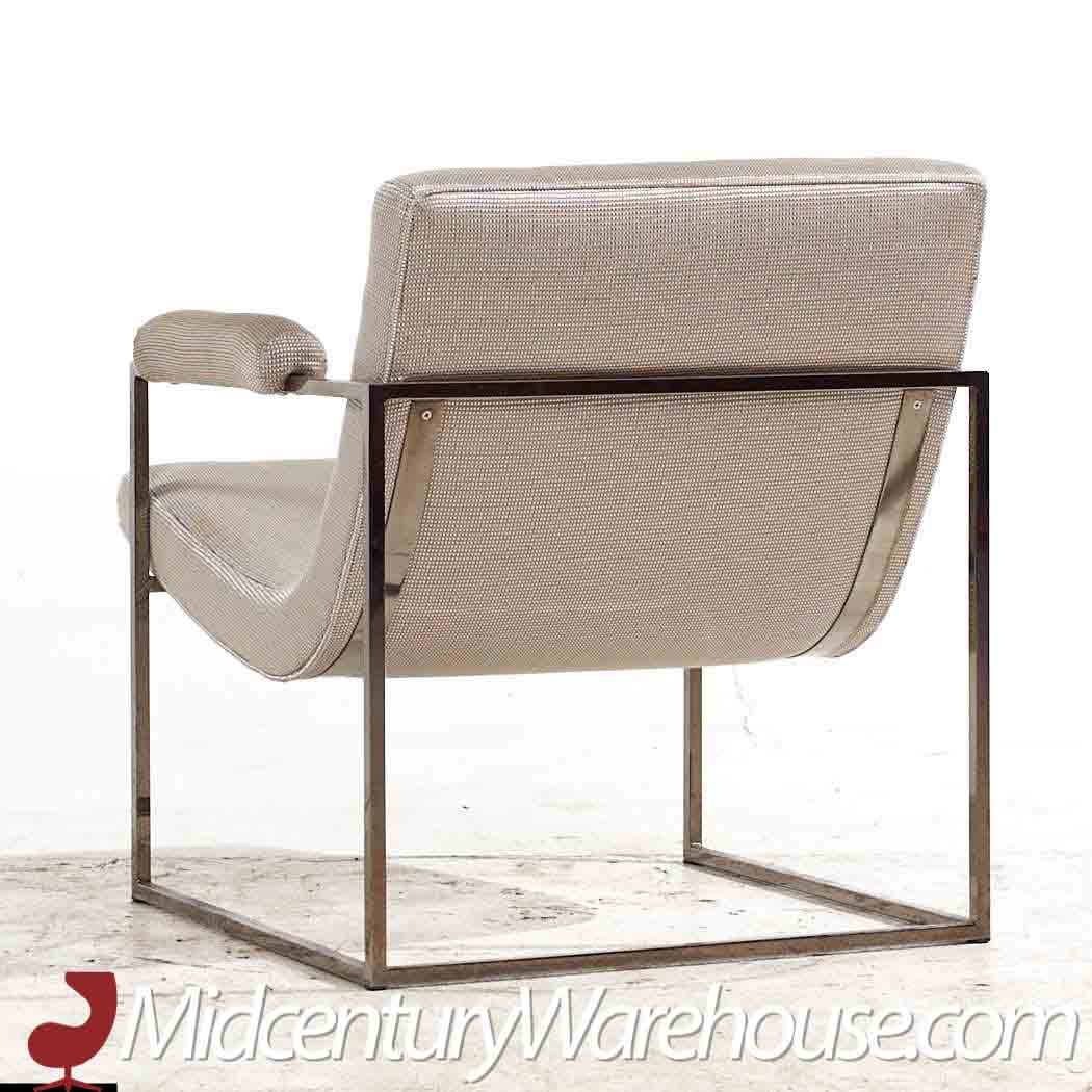 Milo Baughman for Thayer Coggin Mid Century Chrome Scoop Lounge Chairs - Pair