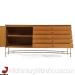 Paul Mccobb for Calvin Irwin Collection Mid Century Bleach Mahogany and Brass Credenza and Hutch