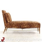 Paul Mccobb for Calvin Mid Century Walnut and Brass Chaise Lounge