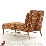 Paul Mccobb for Calvin Mid Century Walnut and Brass Chaise Lounge