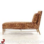 Paul Mccobb for Calvin Mid Century Walnut and Brass Chaise Lounge