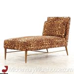 Paul Mccobb for Calvin Mid Century Walnut and Brass Chaise Lounge
