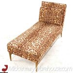 Paul Mccobb for Calvin Mid Century Walnut and Brass Chaise Lounge
