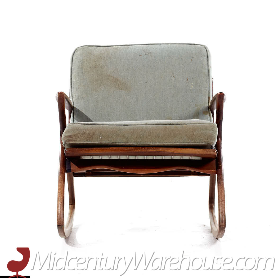 poul jensen style mid century walnut rocking chair