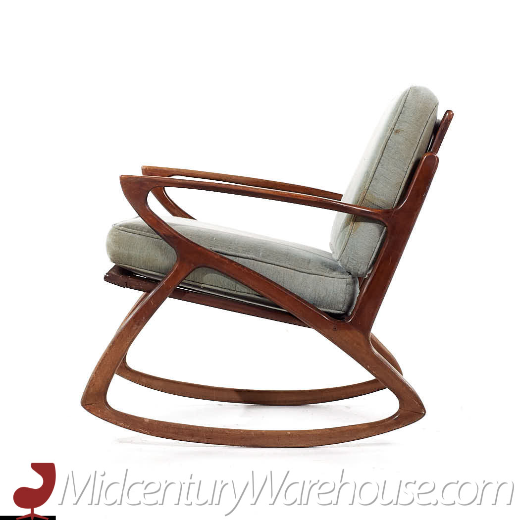 poul jensen style mid century walnut rocking chair