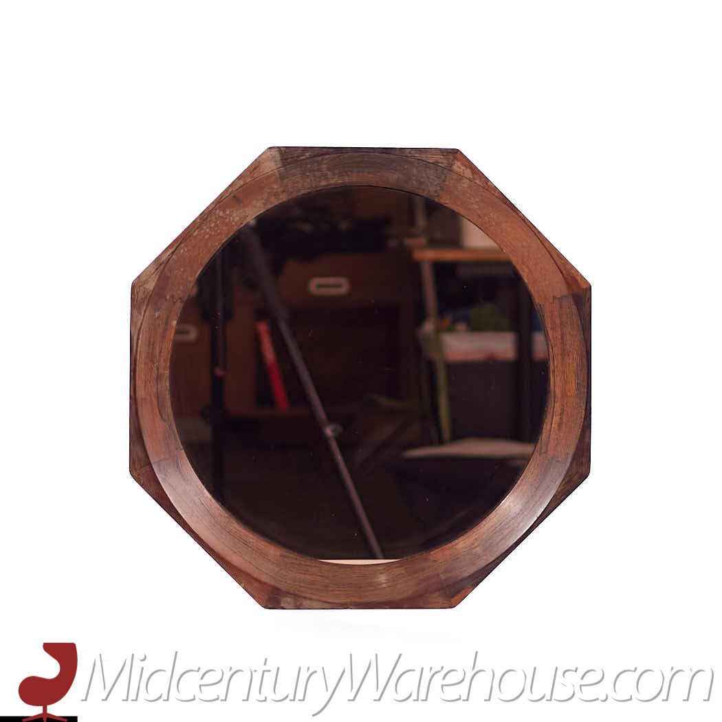 mid century danish rosewood octagonal wall mirror