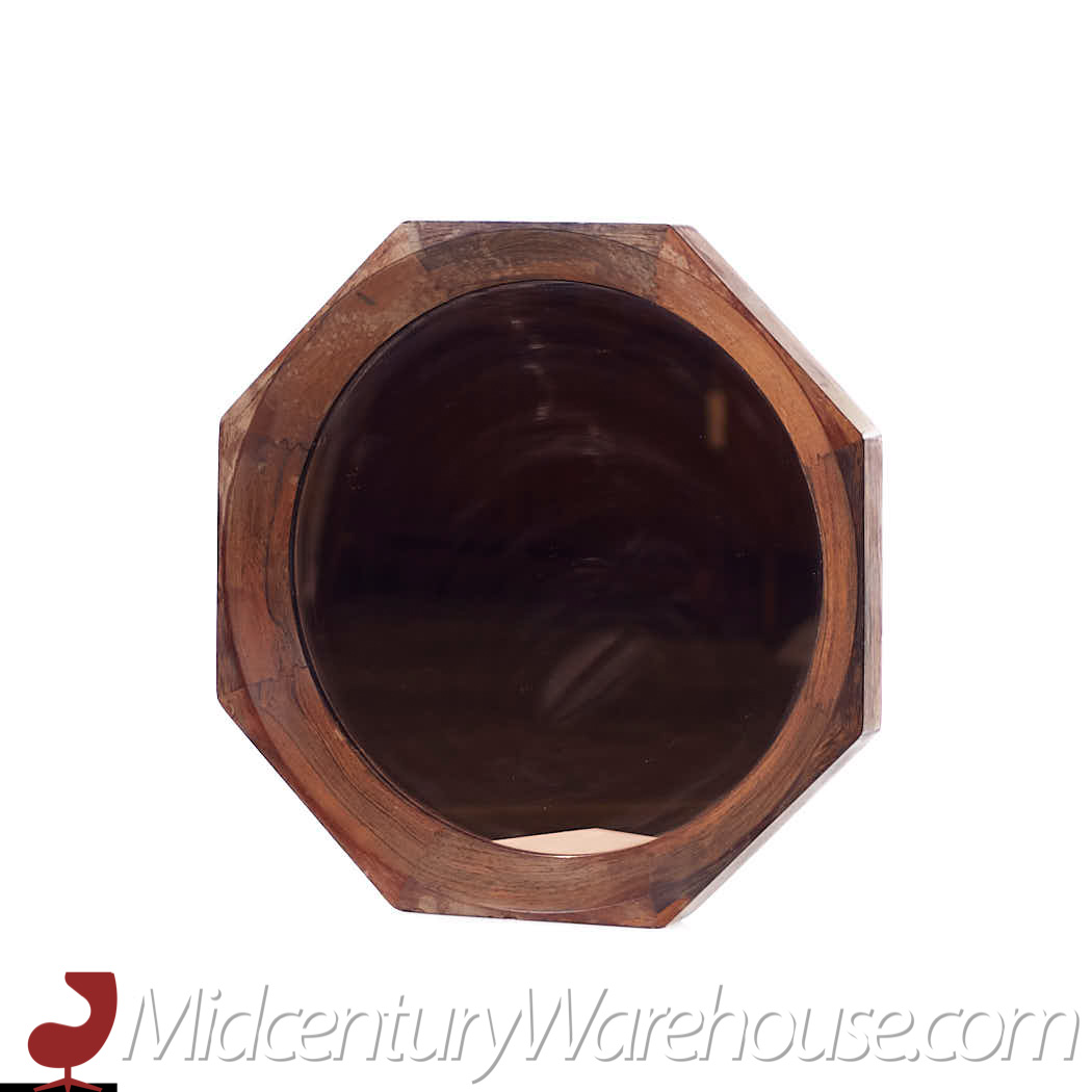 mid century danish rosewood octagonal wall mirror