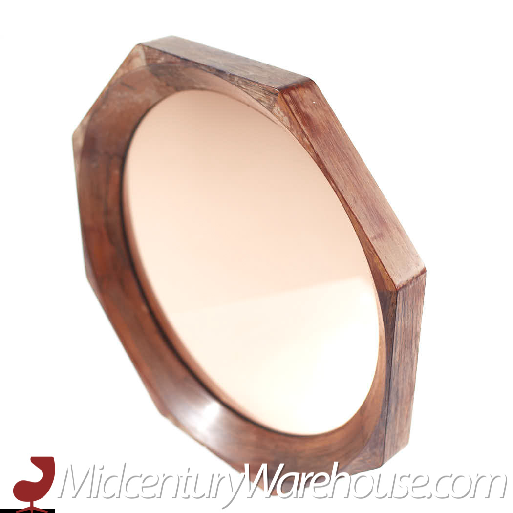 mid century danish rosewood octagonal wall mirror