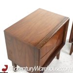 united walnut diamond nightstands - pair