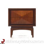 united walnut diamond nightstands - pair