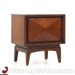 united walnut diamond nightstands - pair