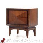 united walnut diamond nightstands - pair