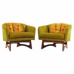 Adrian Pearsall for Craft Associates Mid Century Barrel Lounge Chairs - Pair