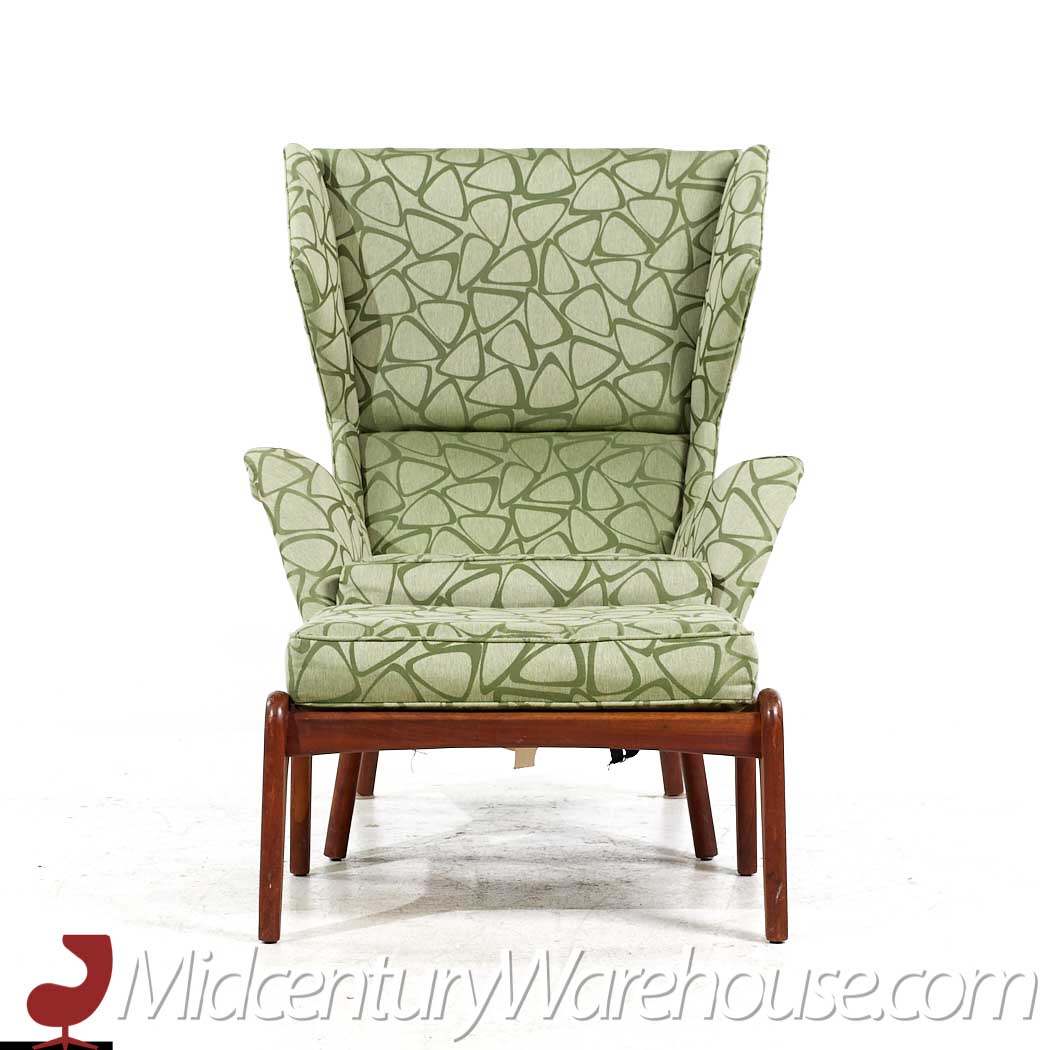 Adrian Pearsall for Craft Associates Mid Century Walnut Wingback Chair and Ottoman