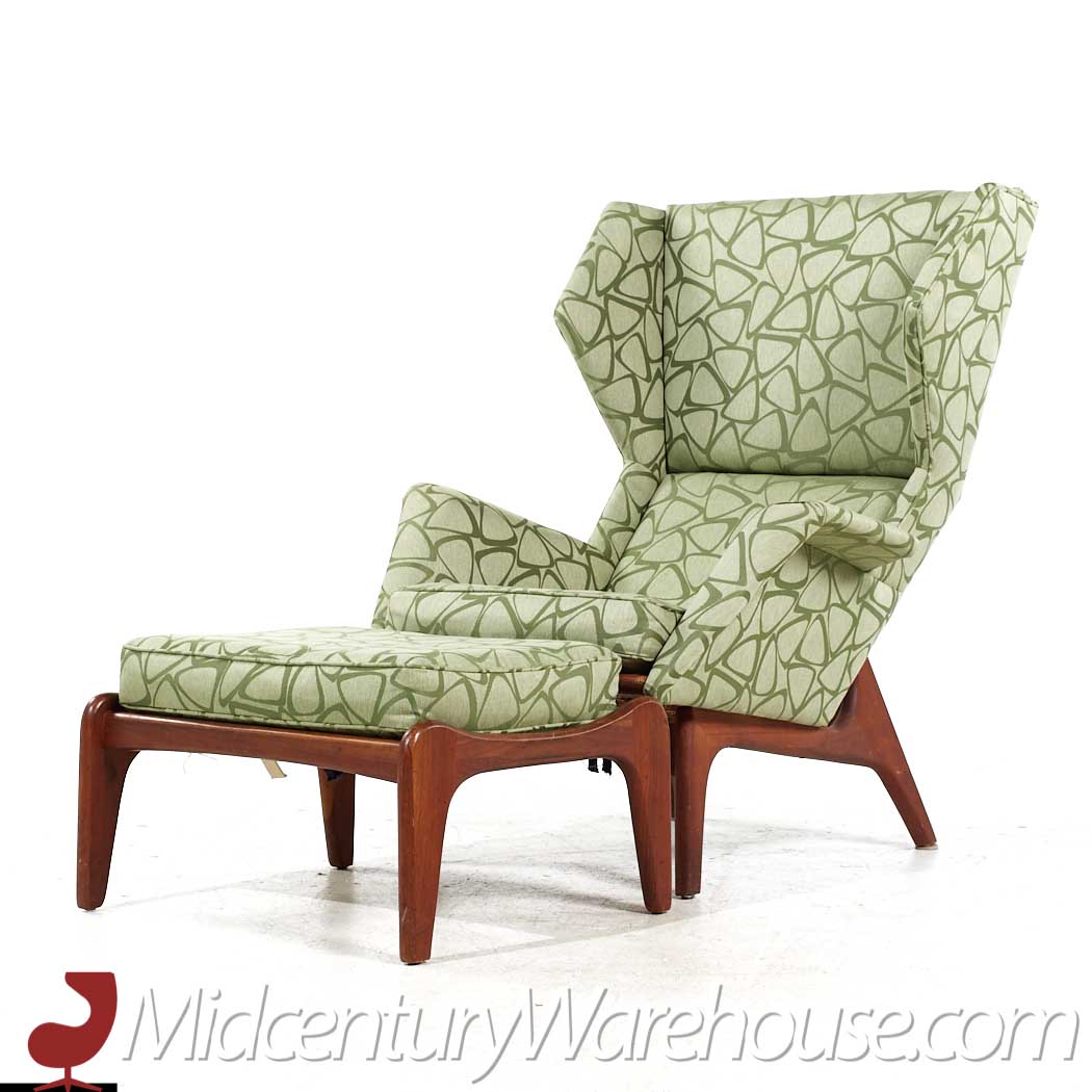 Adrian Pearsall for Craft Associates Mid Century Walnut Wingback Chair and Ottoman