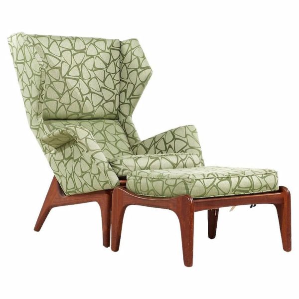 adrian pearsall for craft associates mid century walnut wingback chair and ottoman