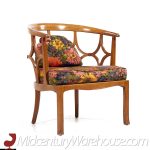 Billy Haines Mid Century Fruitwood Barrel Back Lounge Chairs - Pair