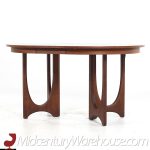 Broyhill Brasilia Mid Century Walnut Expanding Pedestal Dining Table with 3 Leaves