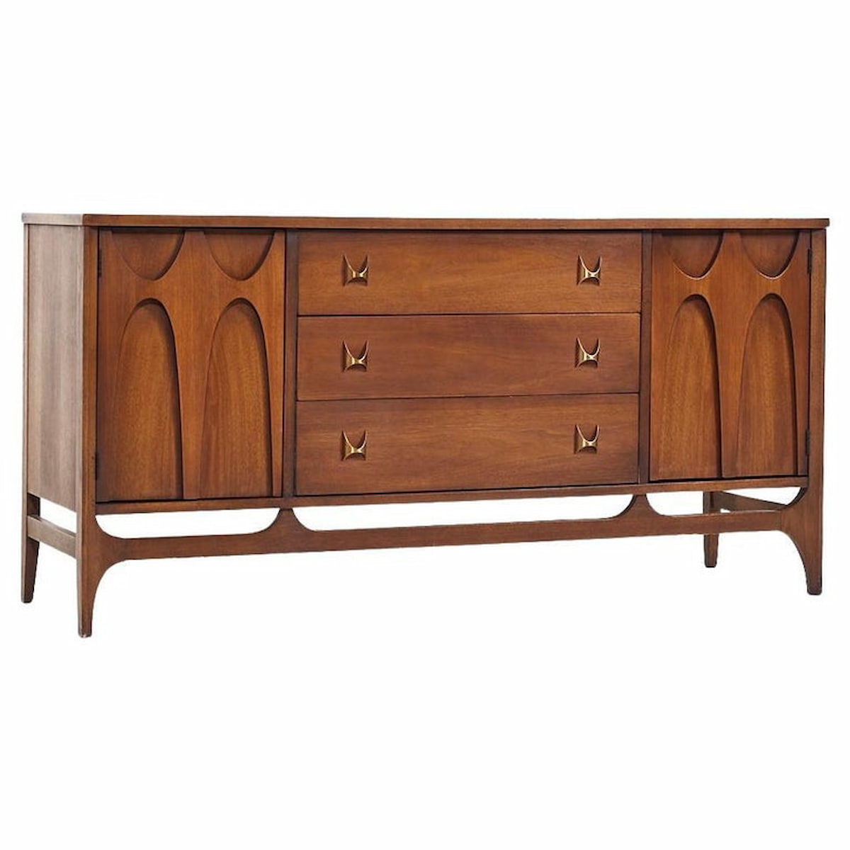 Broyhill Brasilia Mid Century Walnut and Brass Credenza