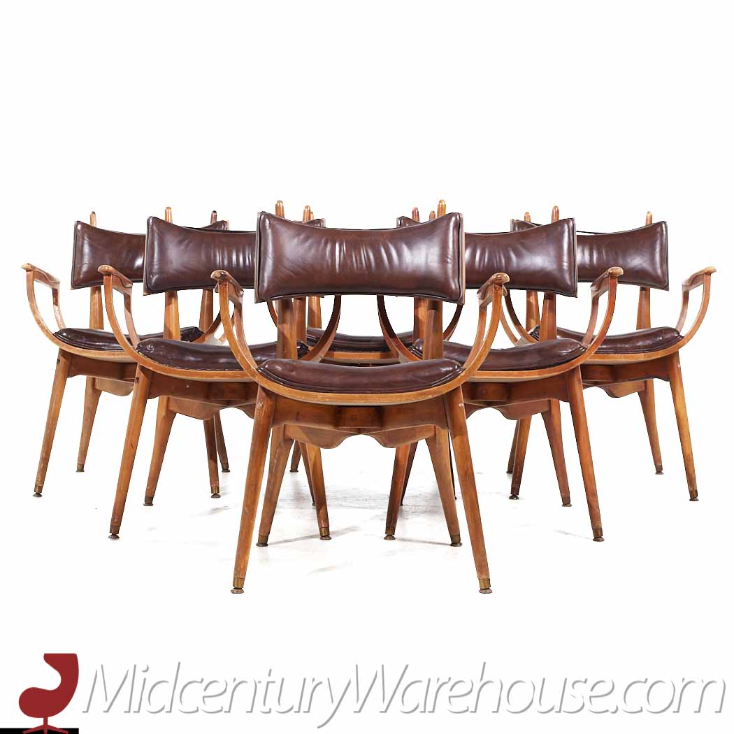 Harold Schwartz for Romweber Mid Century Captains Dining Chairs - Set of 6