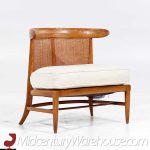 John Lubberts and Lambert Mulder for Tomlinson Mid Century Cane and Walnut Slipper Chairs - Pair
