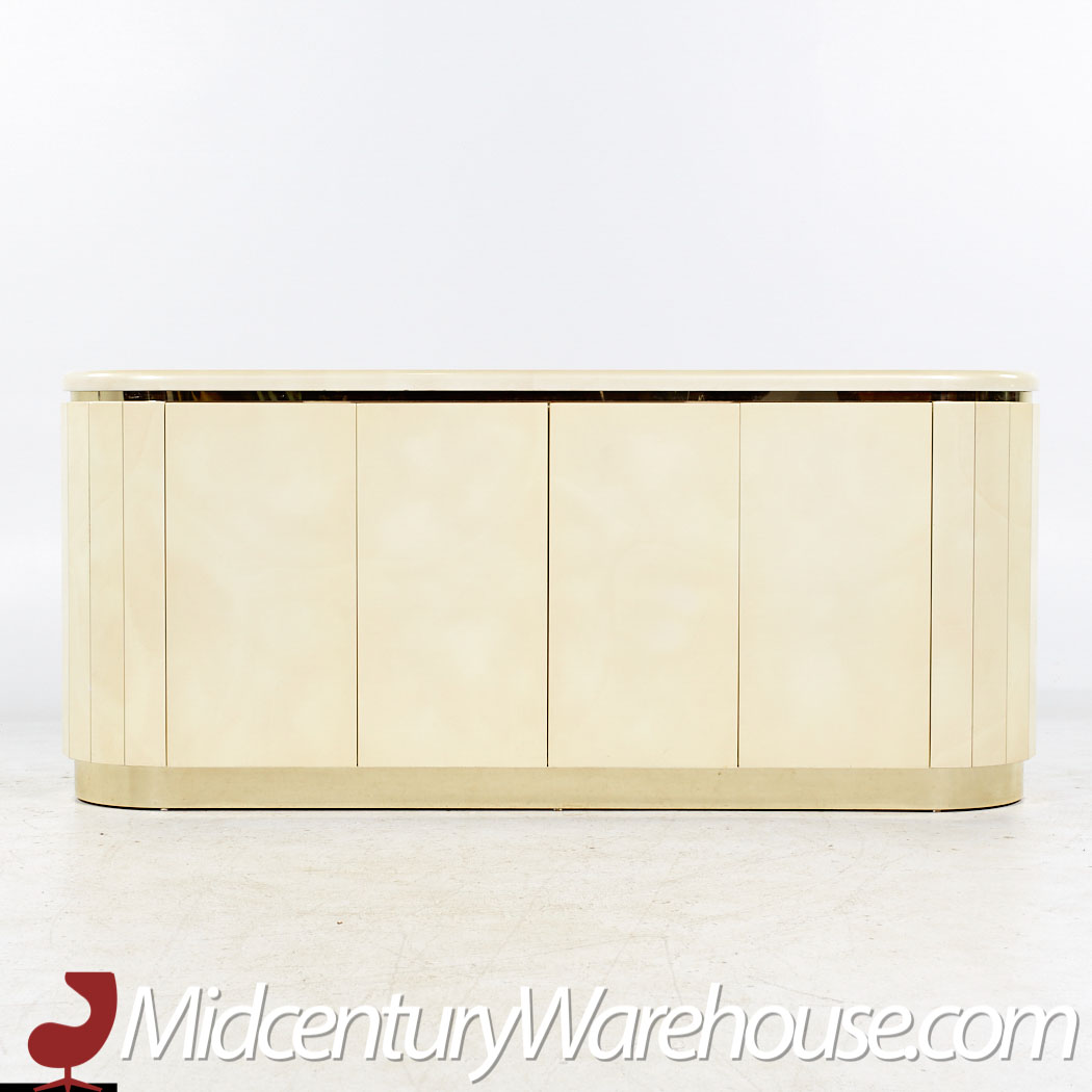 Karl Springer Style Mid Century Lacquered Goat Skin Credenza
