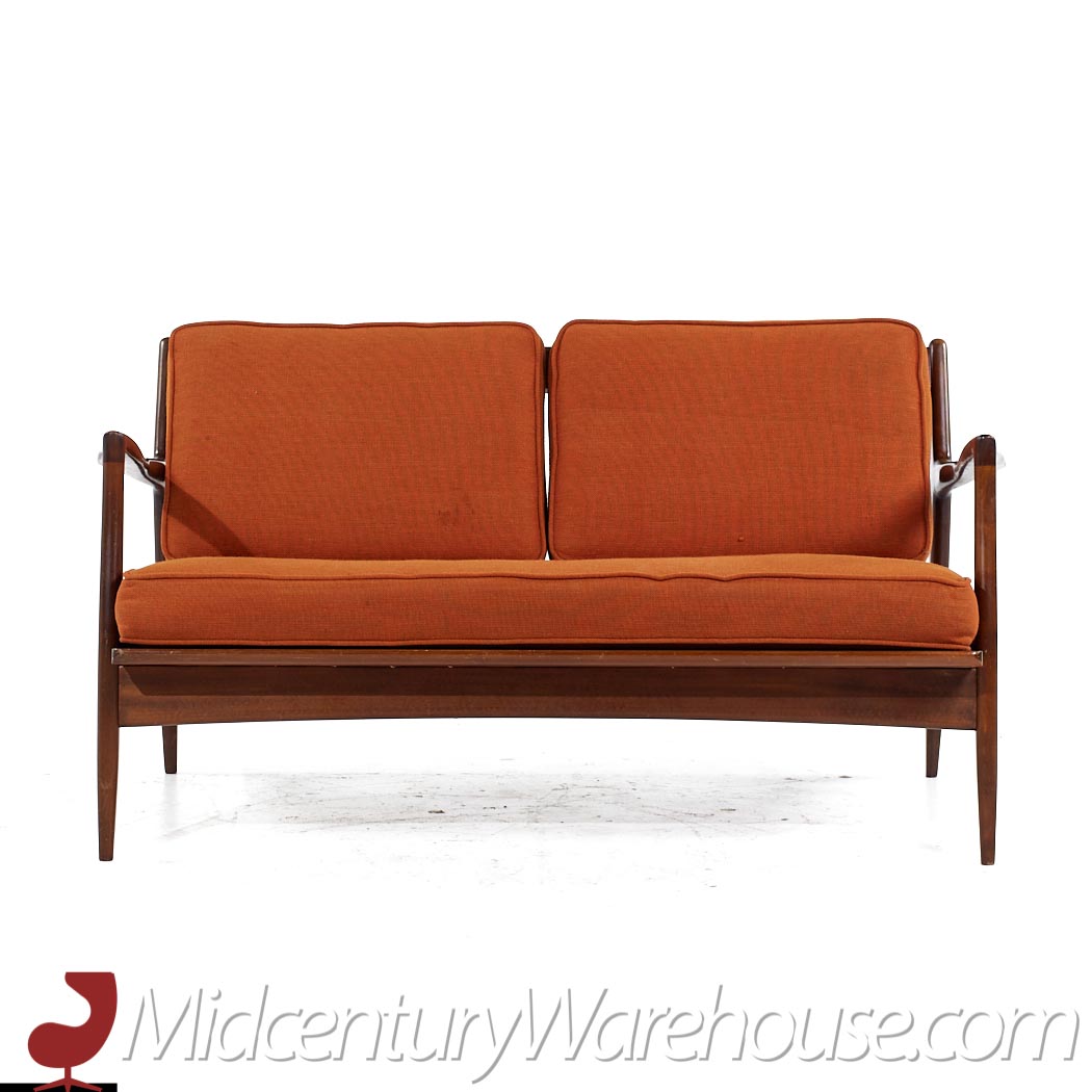 Kofod Larsen for Selig Mid Century Walnut Settee